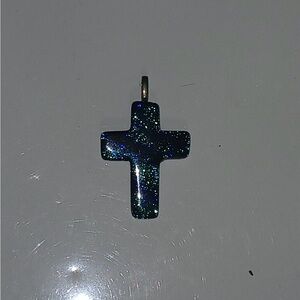 Sparkling Blue Cross Pendant